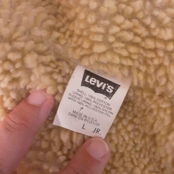 Vintage Levi's Sherpa Trucker Style Denim Jacket Comfy Warm Classic Size L JR - Picture 14 of 15